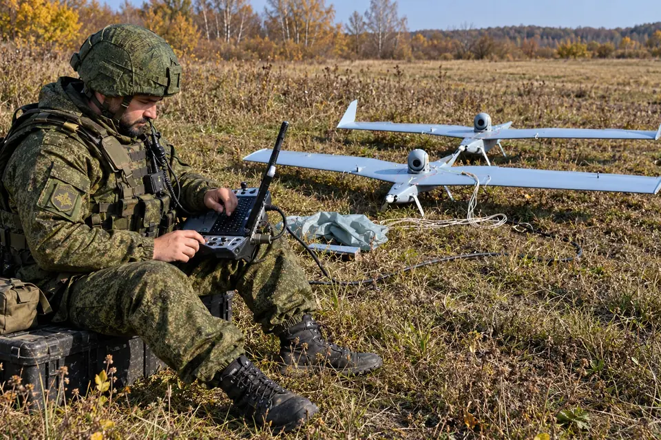 Оператор беспилотной системы на полевой позиции